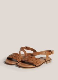 Vera Leather Sandals, Tan, hi-res