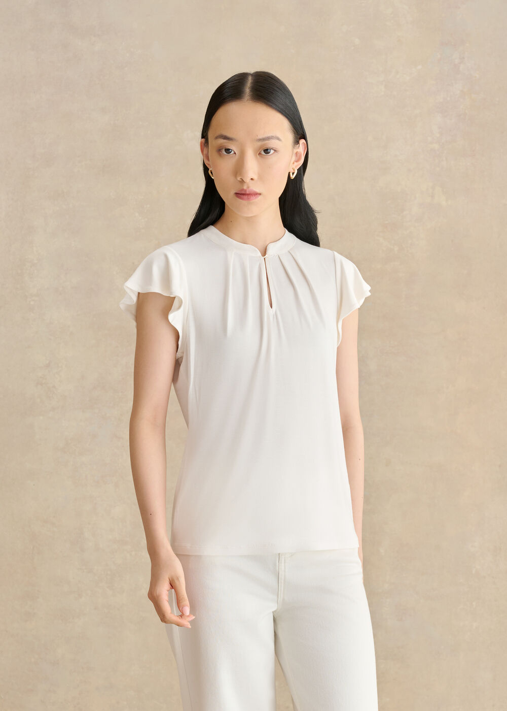 Lila Frill Sleeve Top, Ivory, hi-res