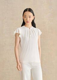 Lila Frill Sleeve Top, Ivory, hi-res