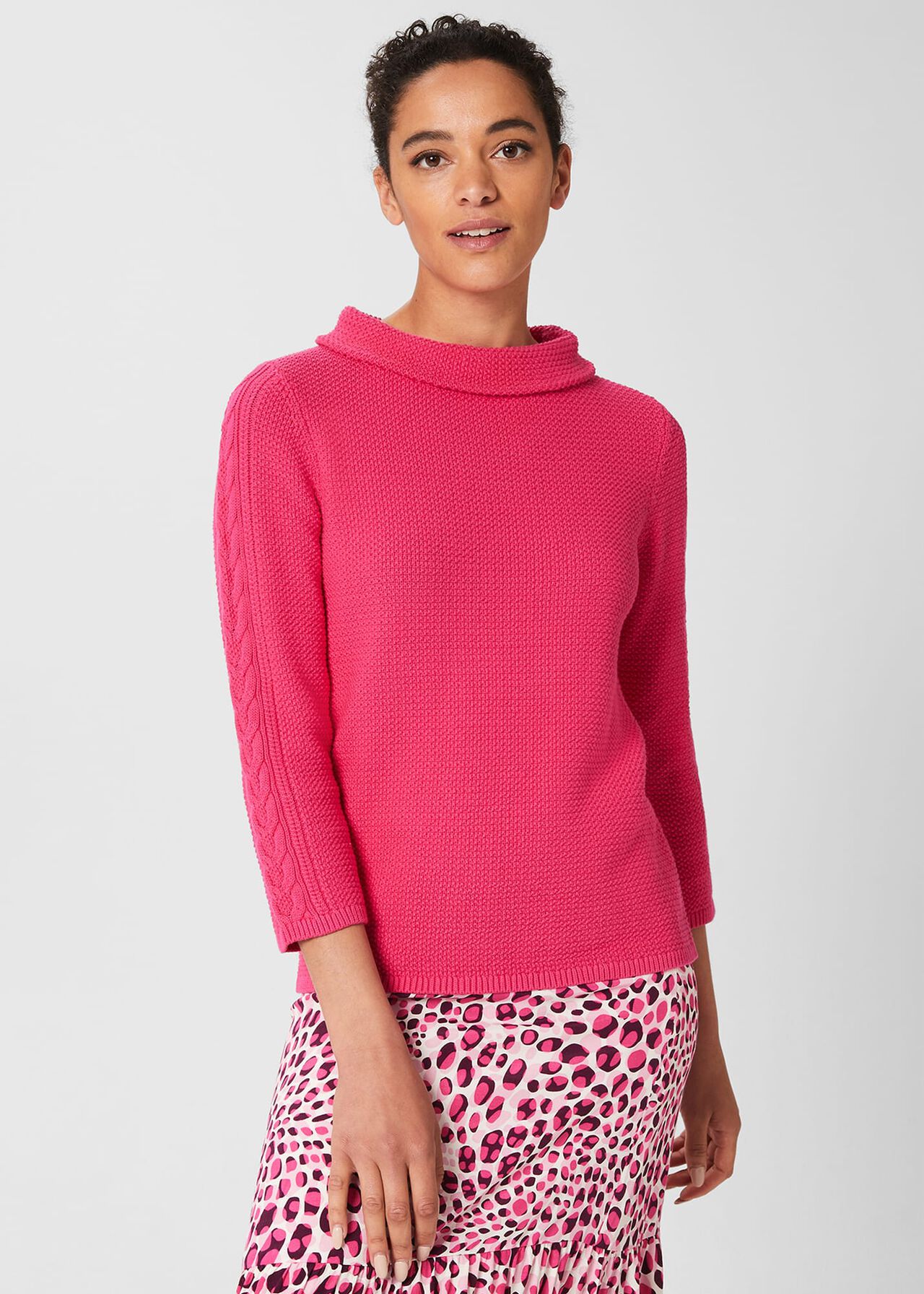 Camilla Cotton Sweater, Azalea Pink, hi-res