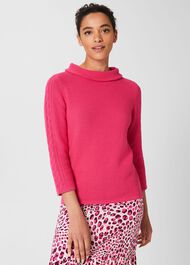 Camilla Cable Jumper, Azalea Pink, hi-res