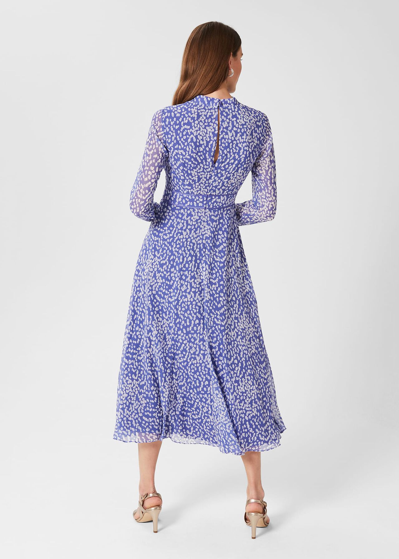 Helena Silk Midi Dress, Blue Multi, hi-res