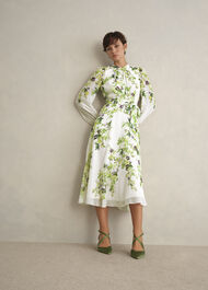Pia Silk Floral Dress, Ivory Multi, hi-res