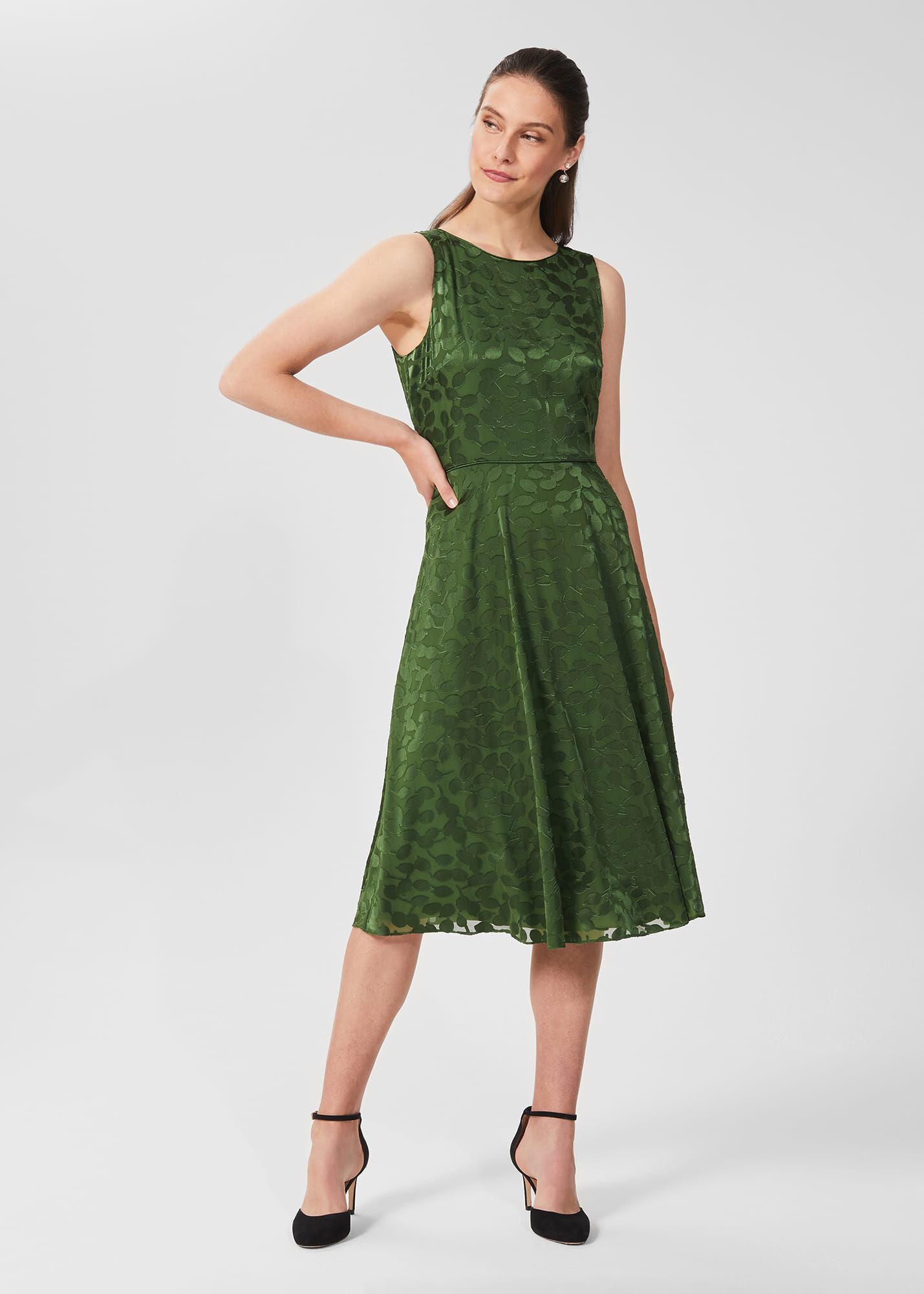 jacquard fit and flare dress