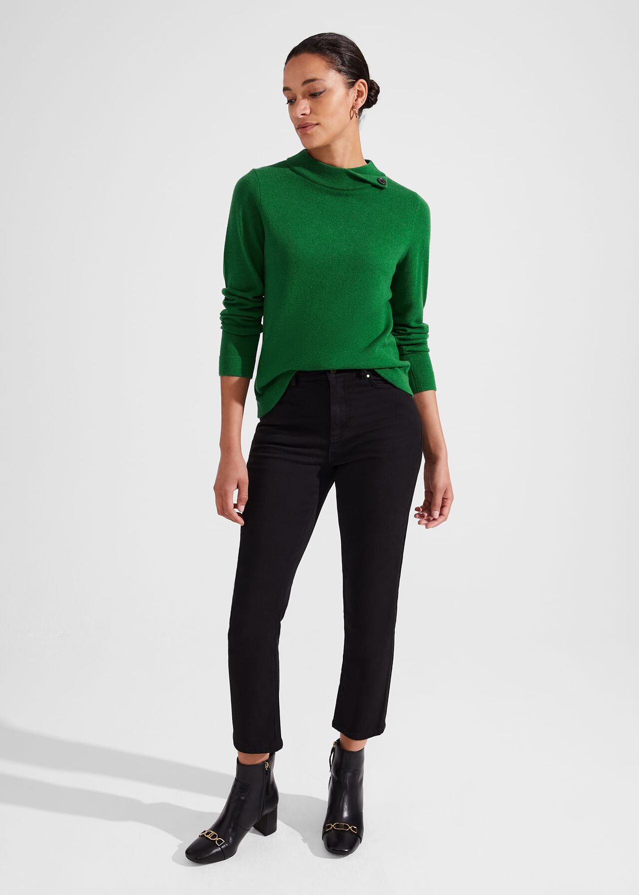 Talia Wool Cashmere Jumper, Cadmium Green, hi-res