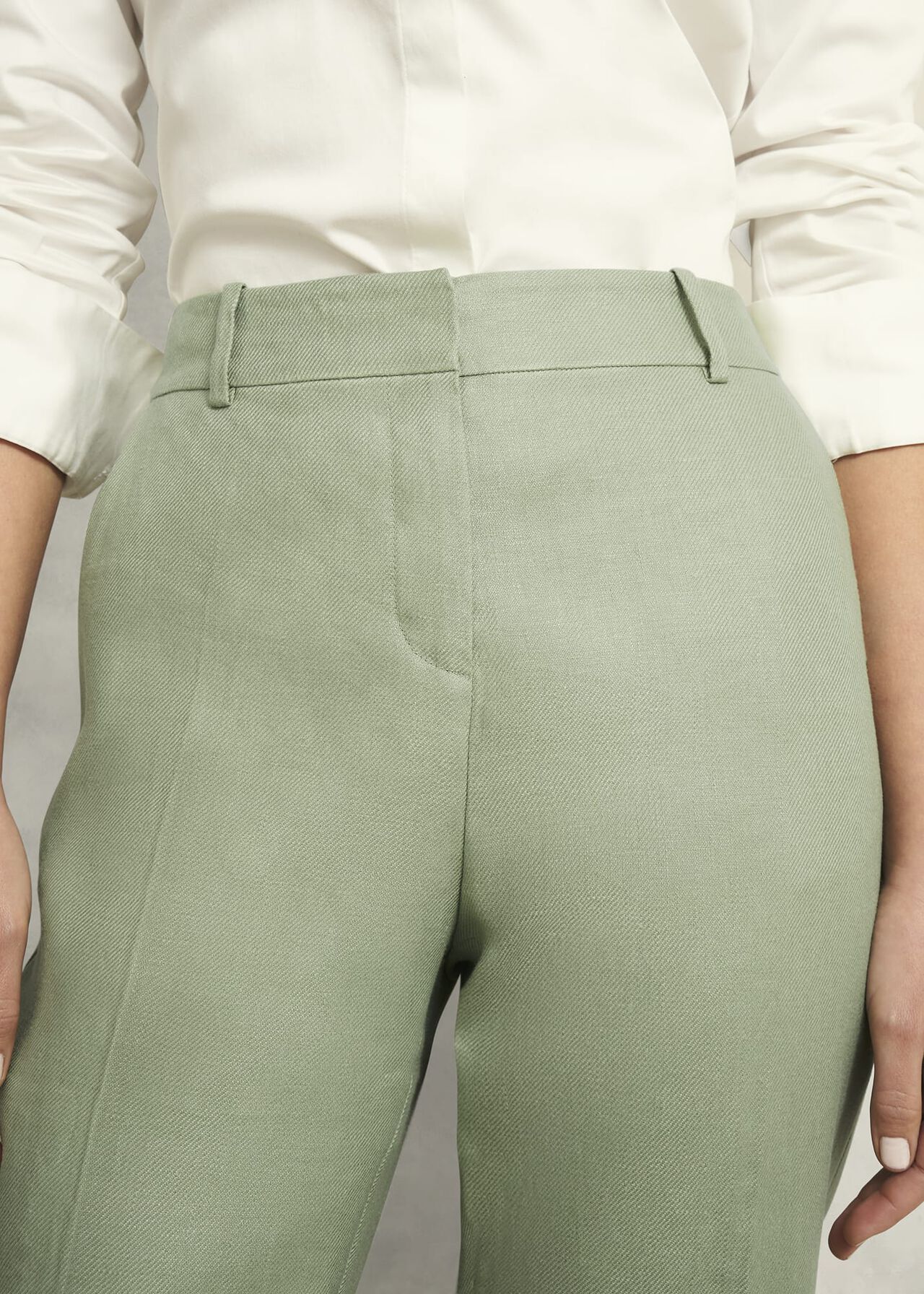 Petite Marietta Linen Straight Pants, Sage Green, hi-res