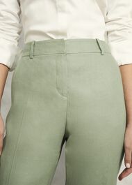 Petite Marietta Linen Straight Pants, Sage Green, hi-res