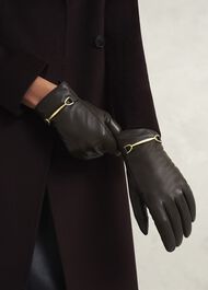 Tara Leather Gloves, Chocolate Brown, hi-res