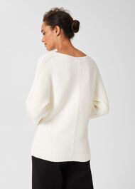 Mona Cotton Batwing Jumper, Ivory, hi-res