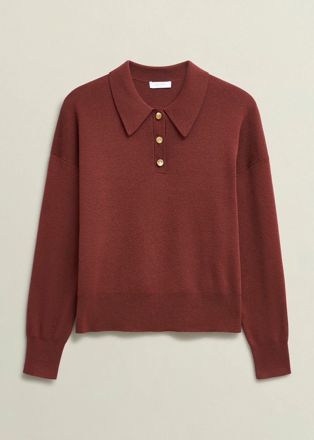 Connie Polo Jumper, Cinnamon Brown, hi-res