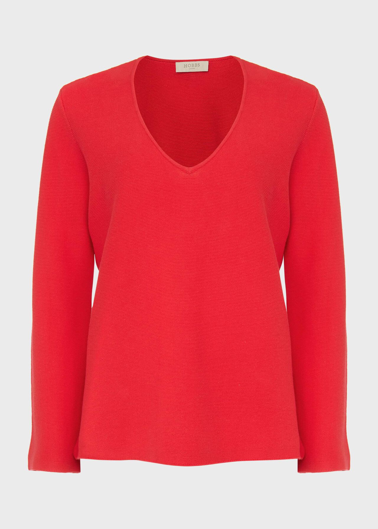 Blanche Cotton Jumper, Coral Red, hi-res