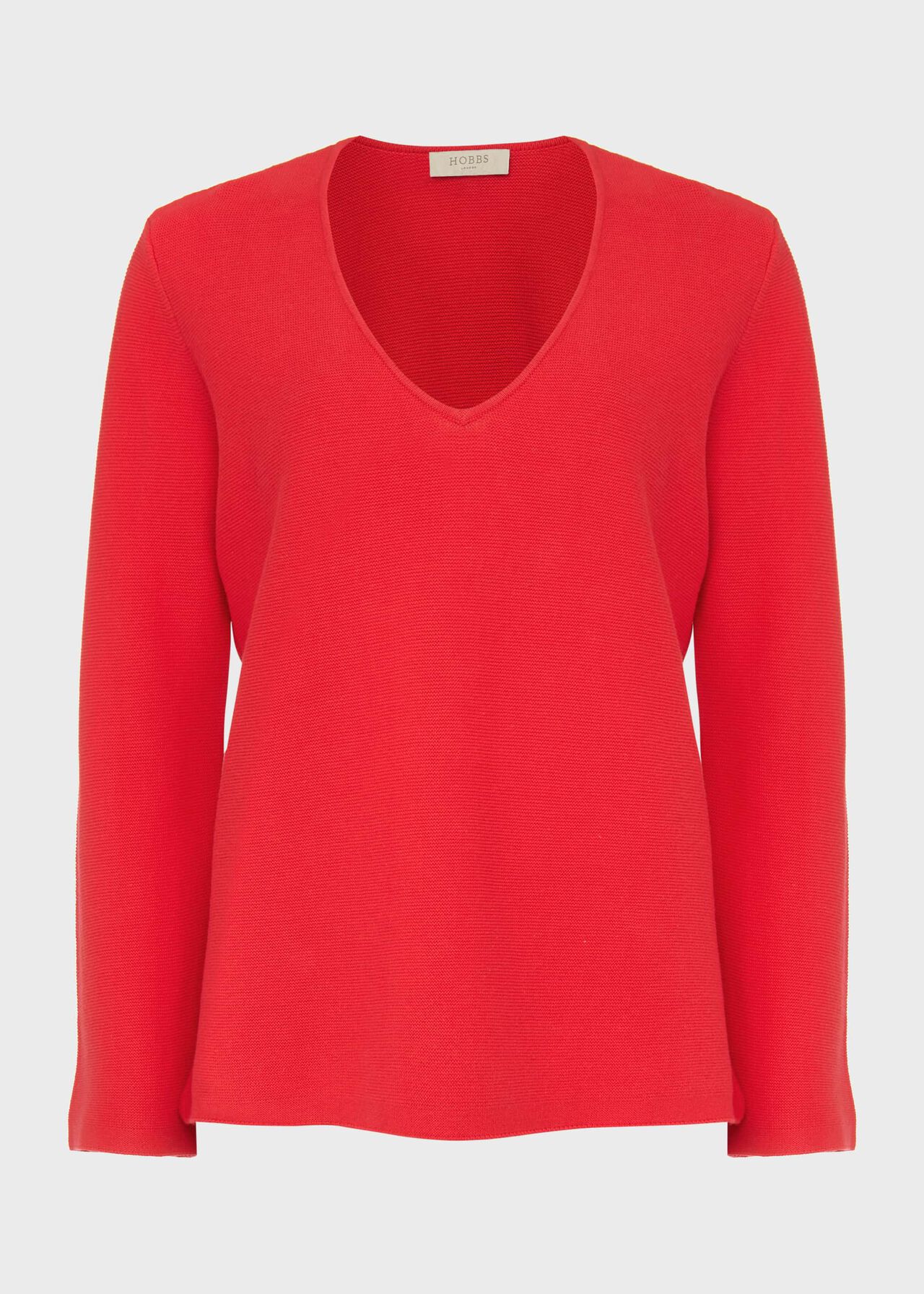 Blanche Cotton Sweater, Coral Red, hi-res