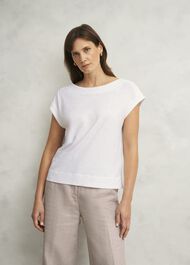 Alycia Cotton Slub T-Shirt, White, hi-res