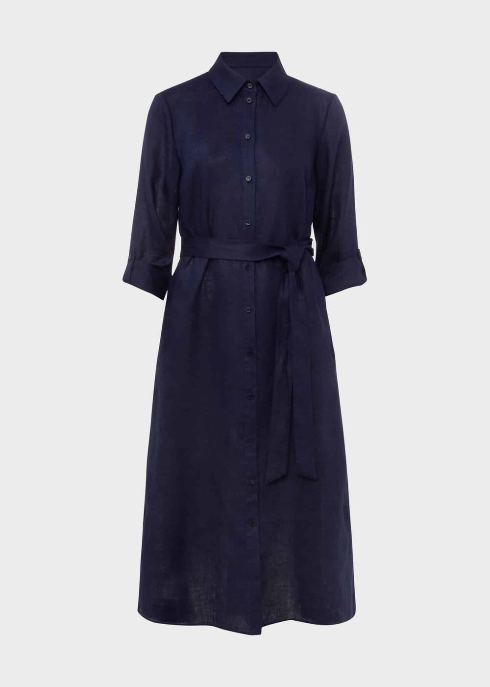 Linden Linen Shirt Dress, Navy, hi-res