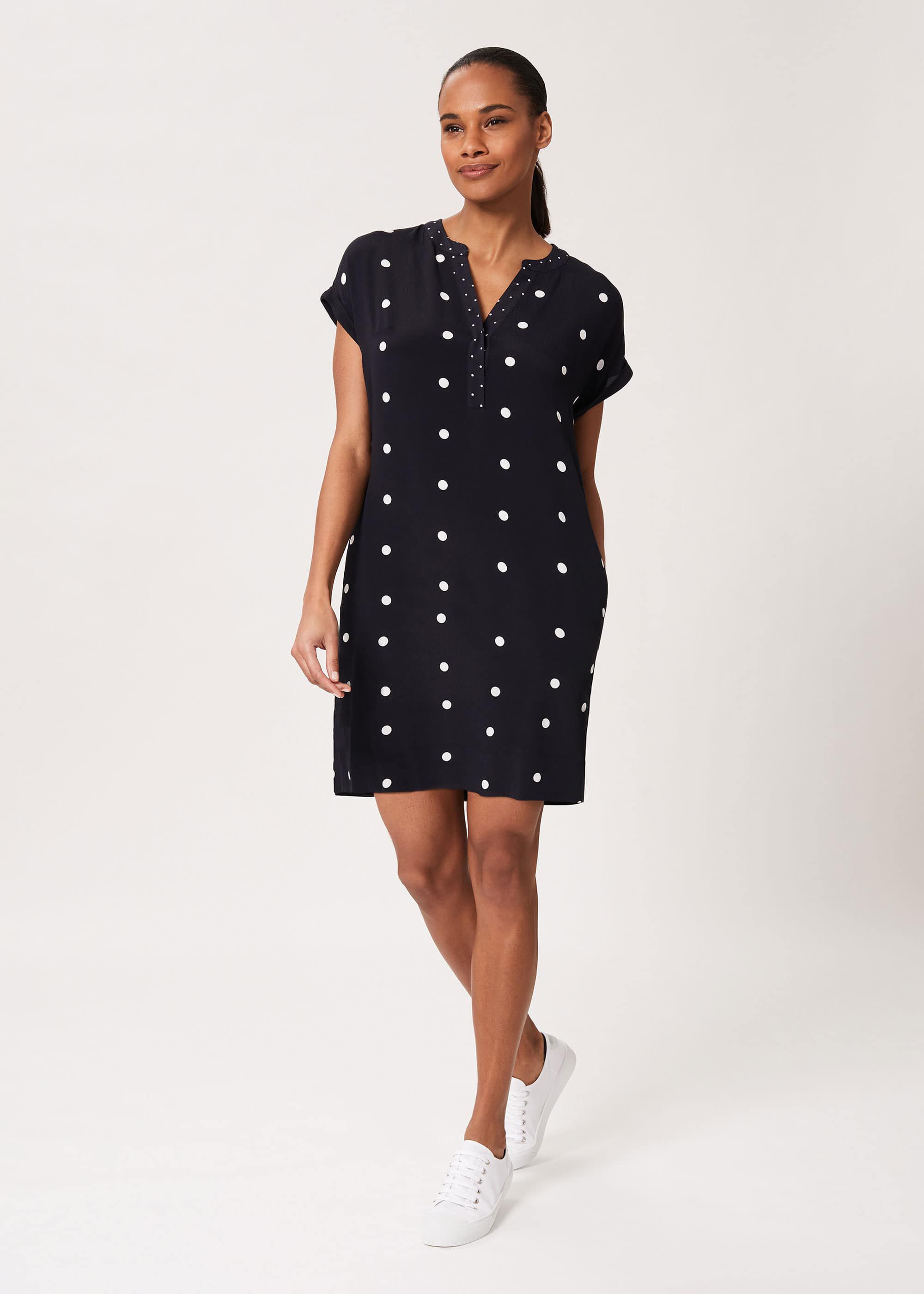 Hobbs navy clearance spot dress