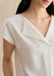 Sylvie Satin Front Top, Ivory, hi-res