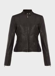Fran Leather Jacket, Black, hi-res