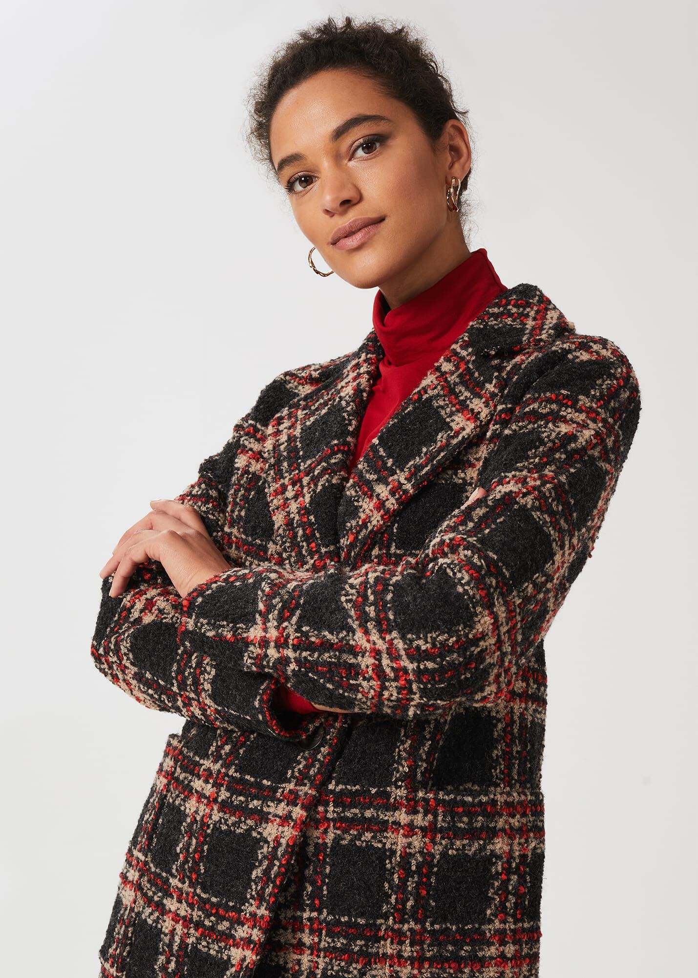 Hobbs checked coat hotsell