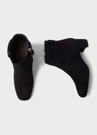 Hailey Suede Block Heel Ankle Boots, Black, hi-res