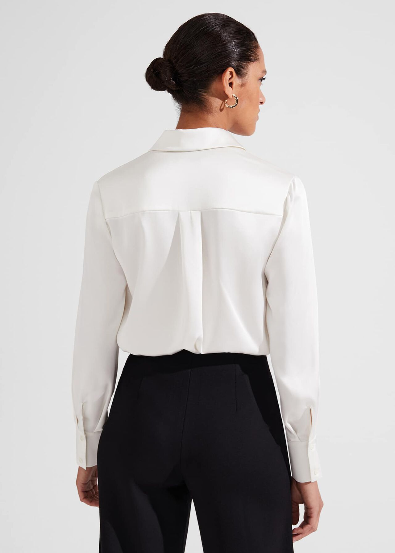 Macie Satin Shirt, Ivory, hi-res