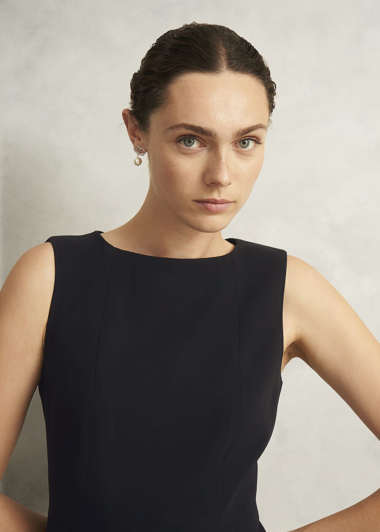 Petite Rae Sleeveless Dress, Black, hi-res