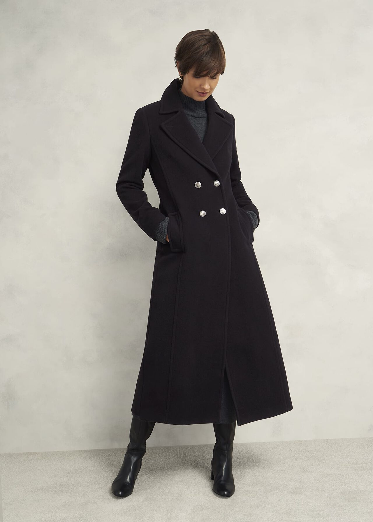 Brittany Wool Blend Maxi Coat, Black, hi-res