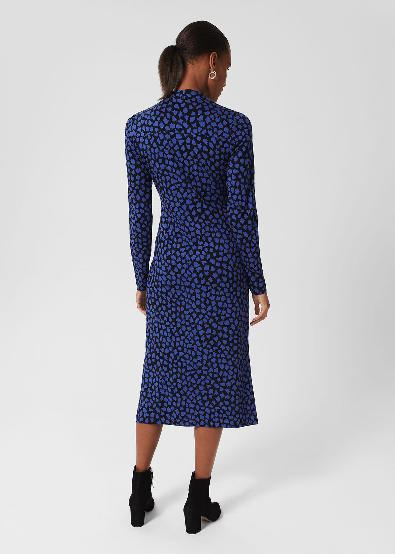 Hatty Jersey Dress, Black Blue, hi-res