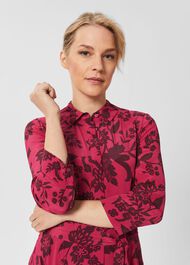 Petite Lainey Belted Fit And Flare Dress , Rich Berry Red, hi-res