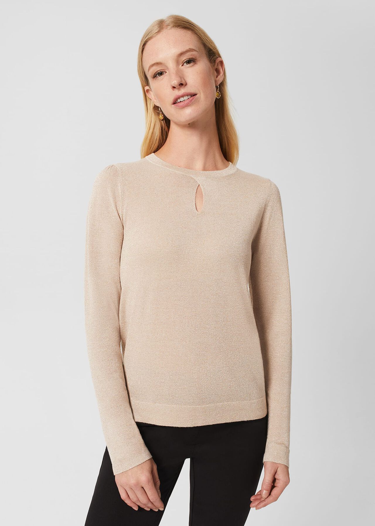 Marlena Sparkle Sweater, Oyster, hi-res