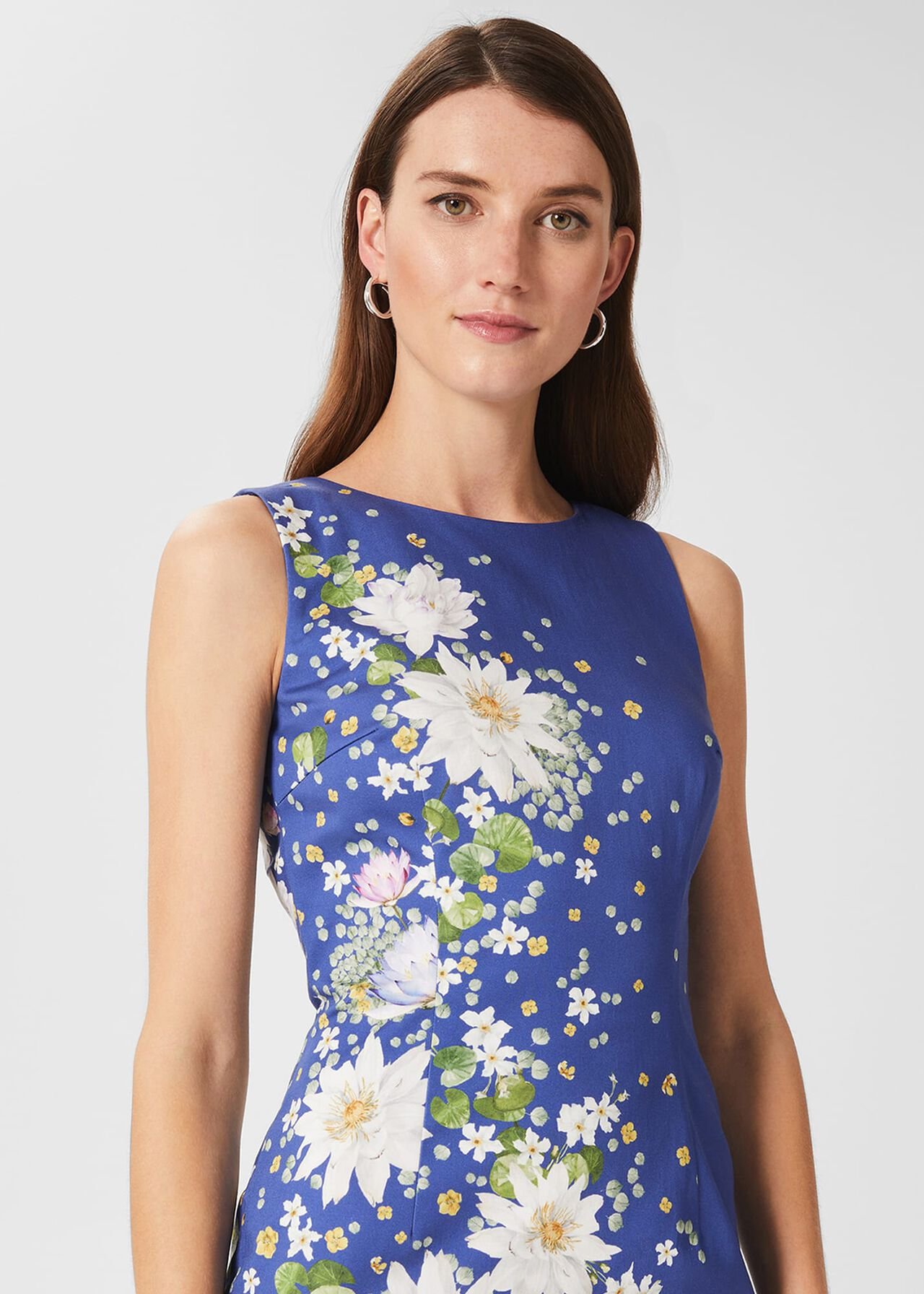 Fiona Cotton Blend Shift Dress, Cobalt Multi, hi-res