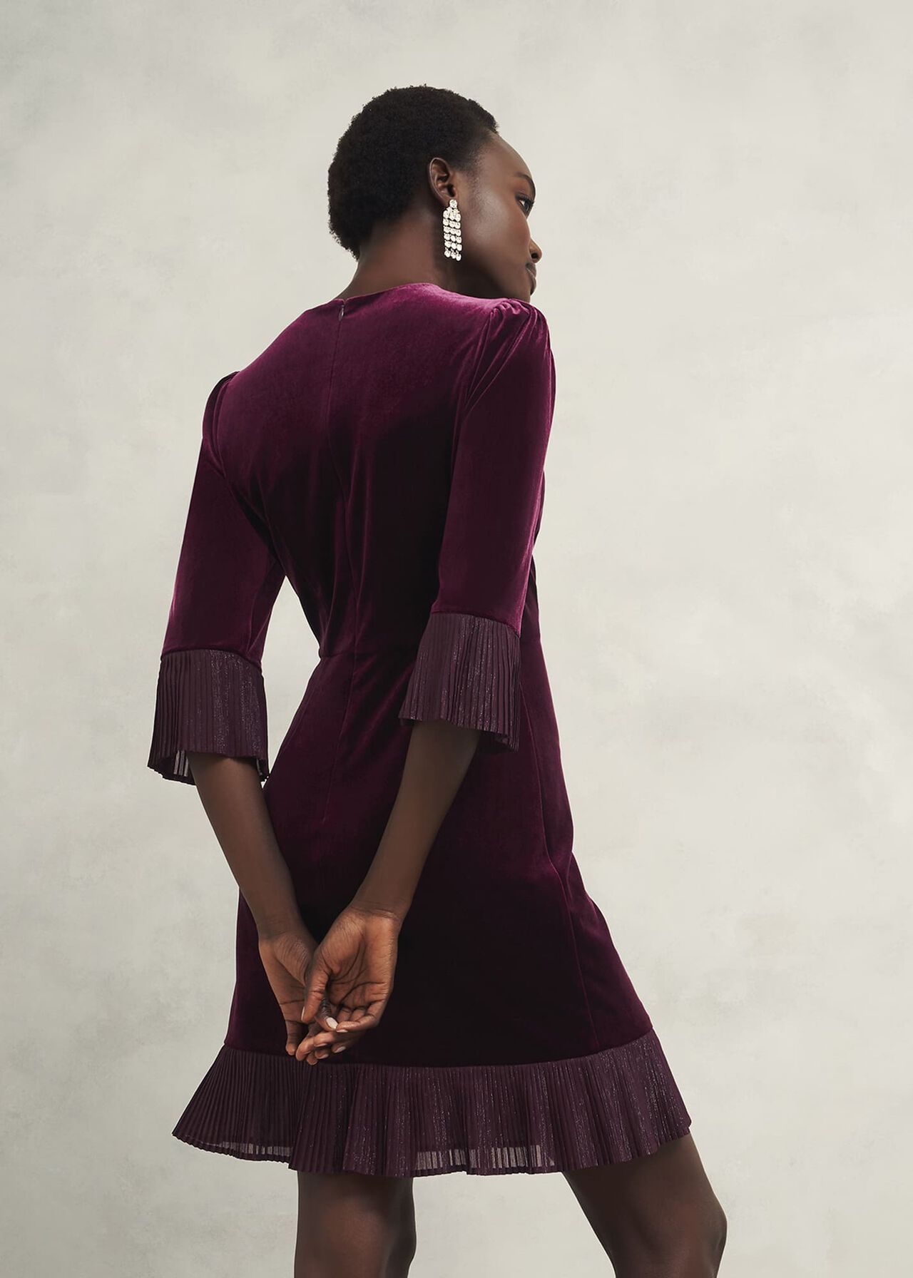 Ashley Velvet Dress, Warm Plum, hi-res