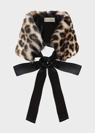 Wren Faux Fur Collar, Leopard, hi-res