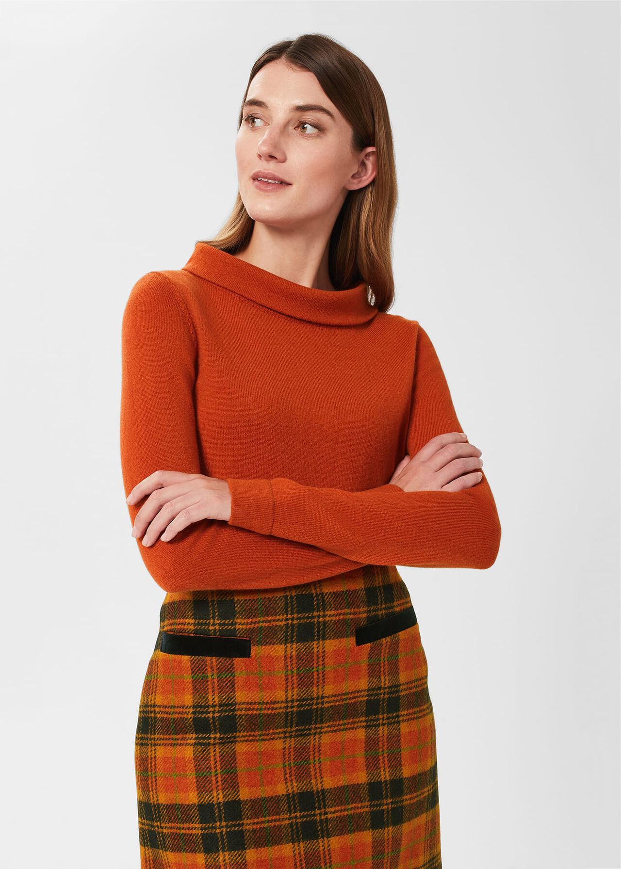 Audrey Wool Cashmere Sweater, Burnt Orange, hi-res