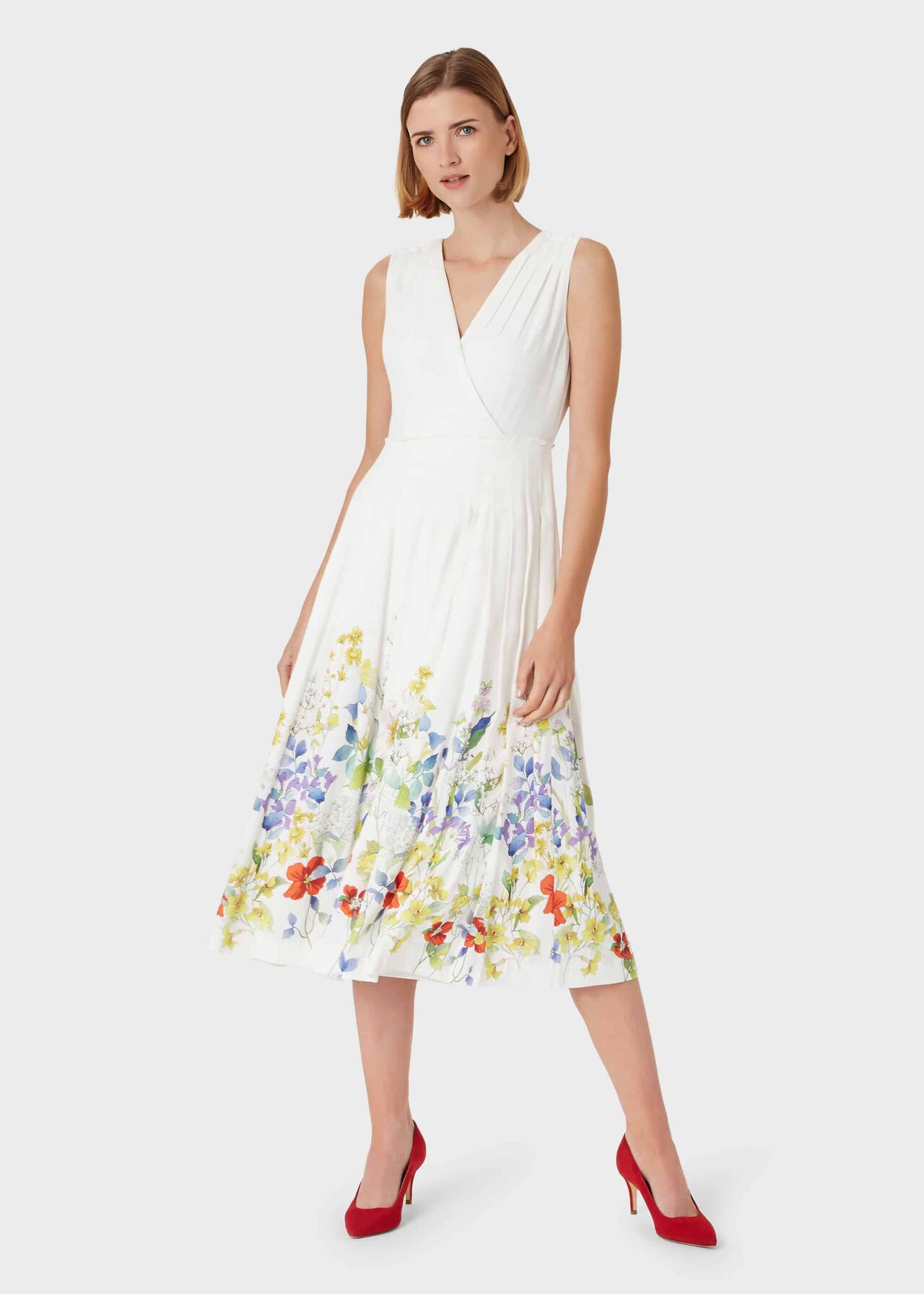 Summer Floral V Neck Midi Dress Hobbs
