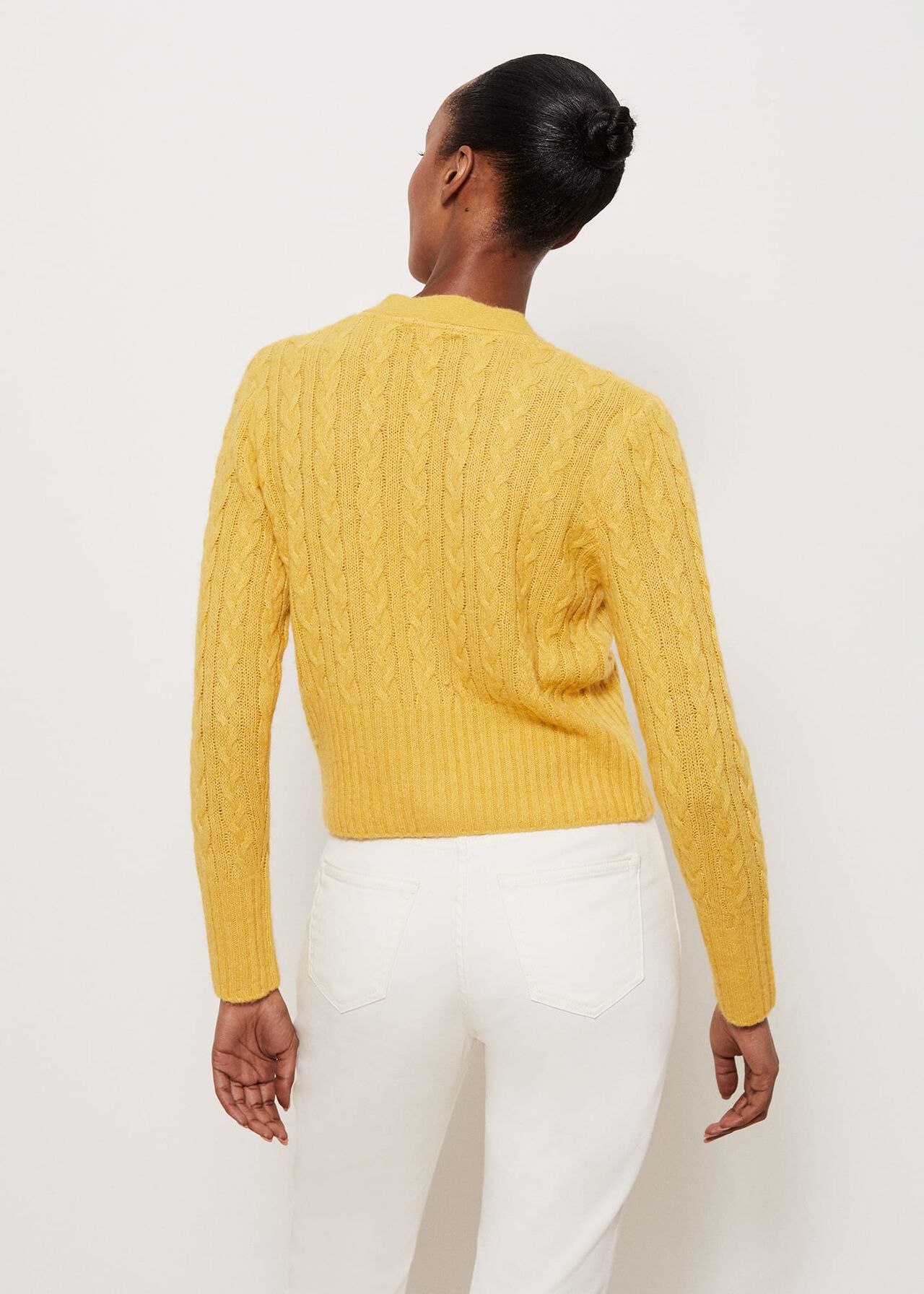 Kirby Cable Cardigan, Bright Yellow, hi-res