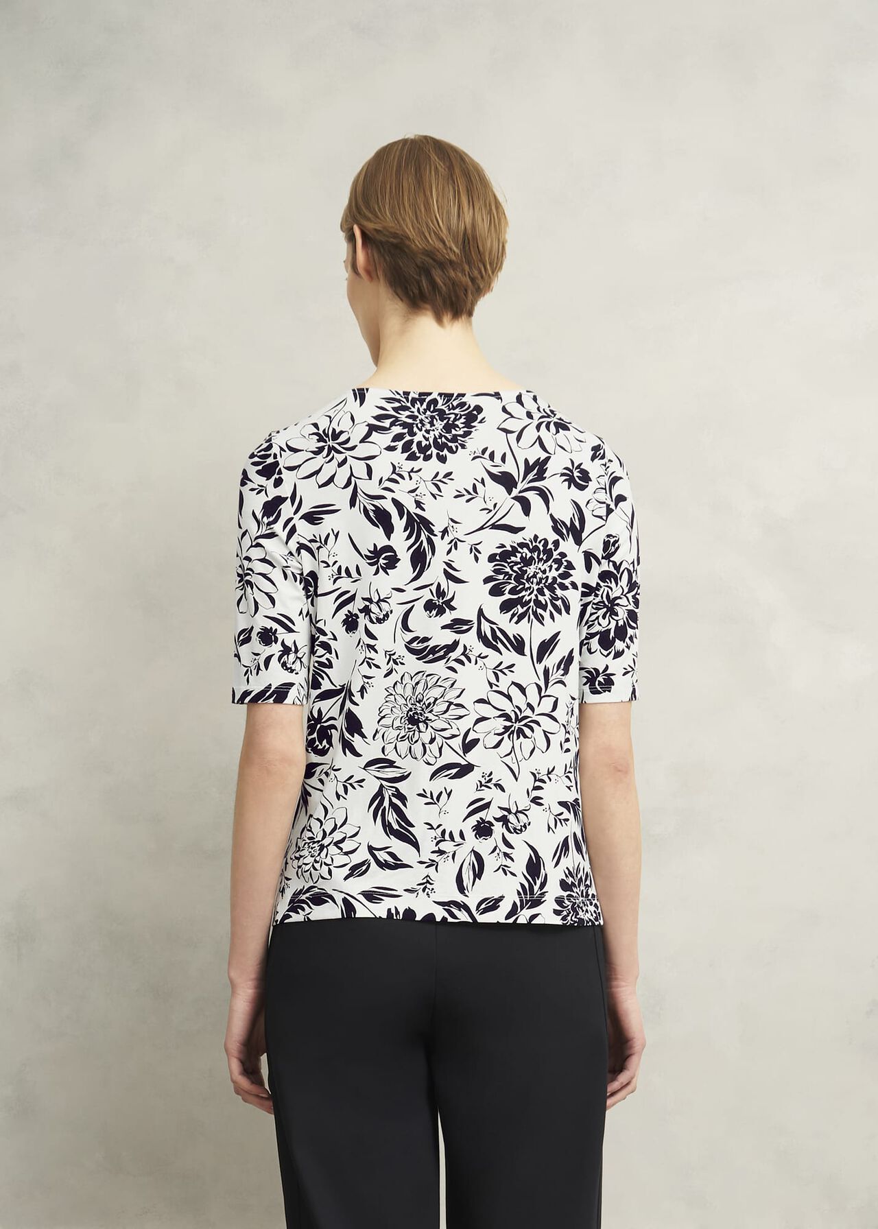 Jacqueline Print Top, Ivory Navy, hi-res