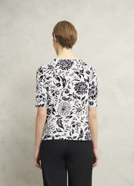 Jacqueline Print Top, Ivory Navy, hi-res