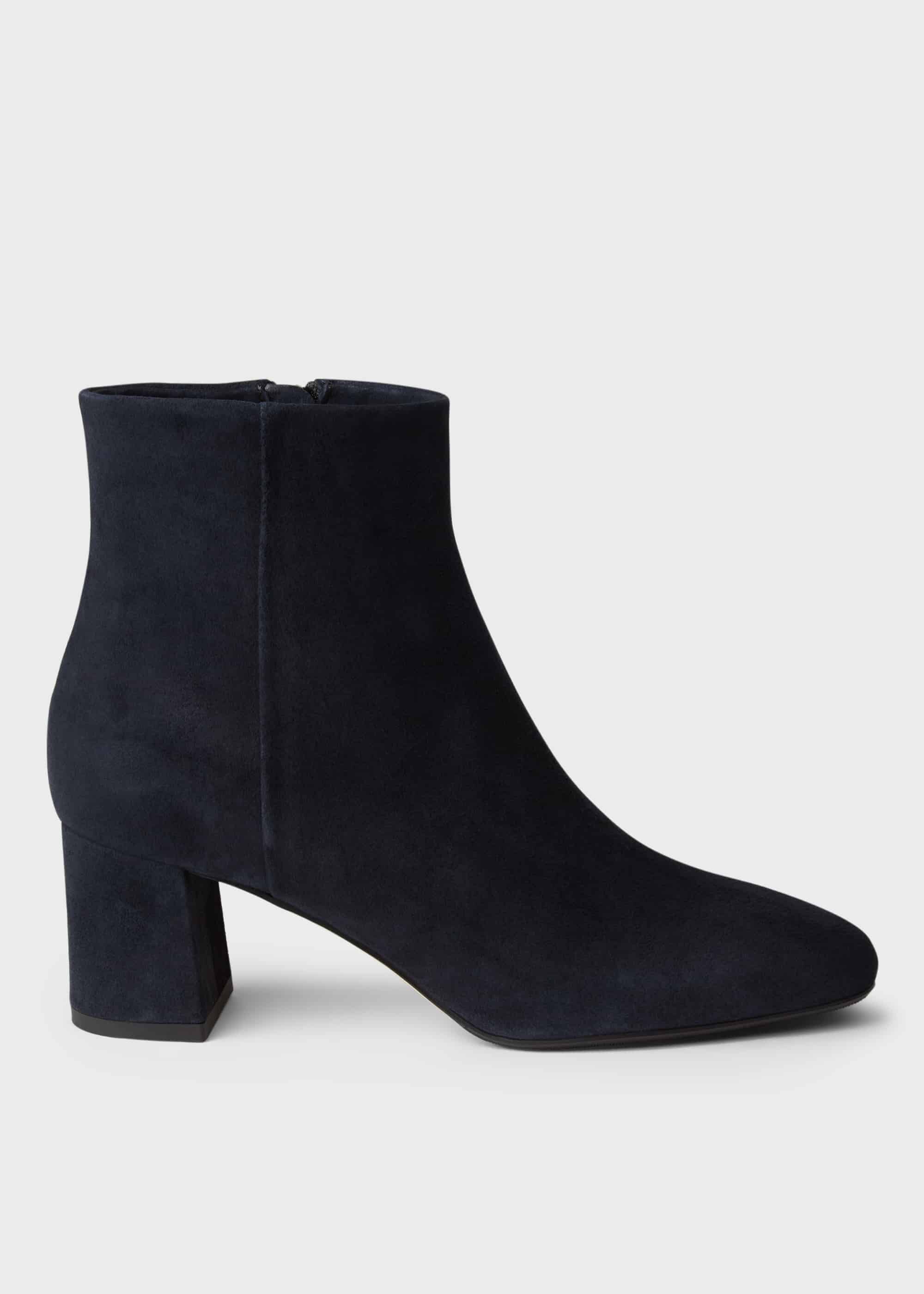 women's navy leather ankle boots uk