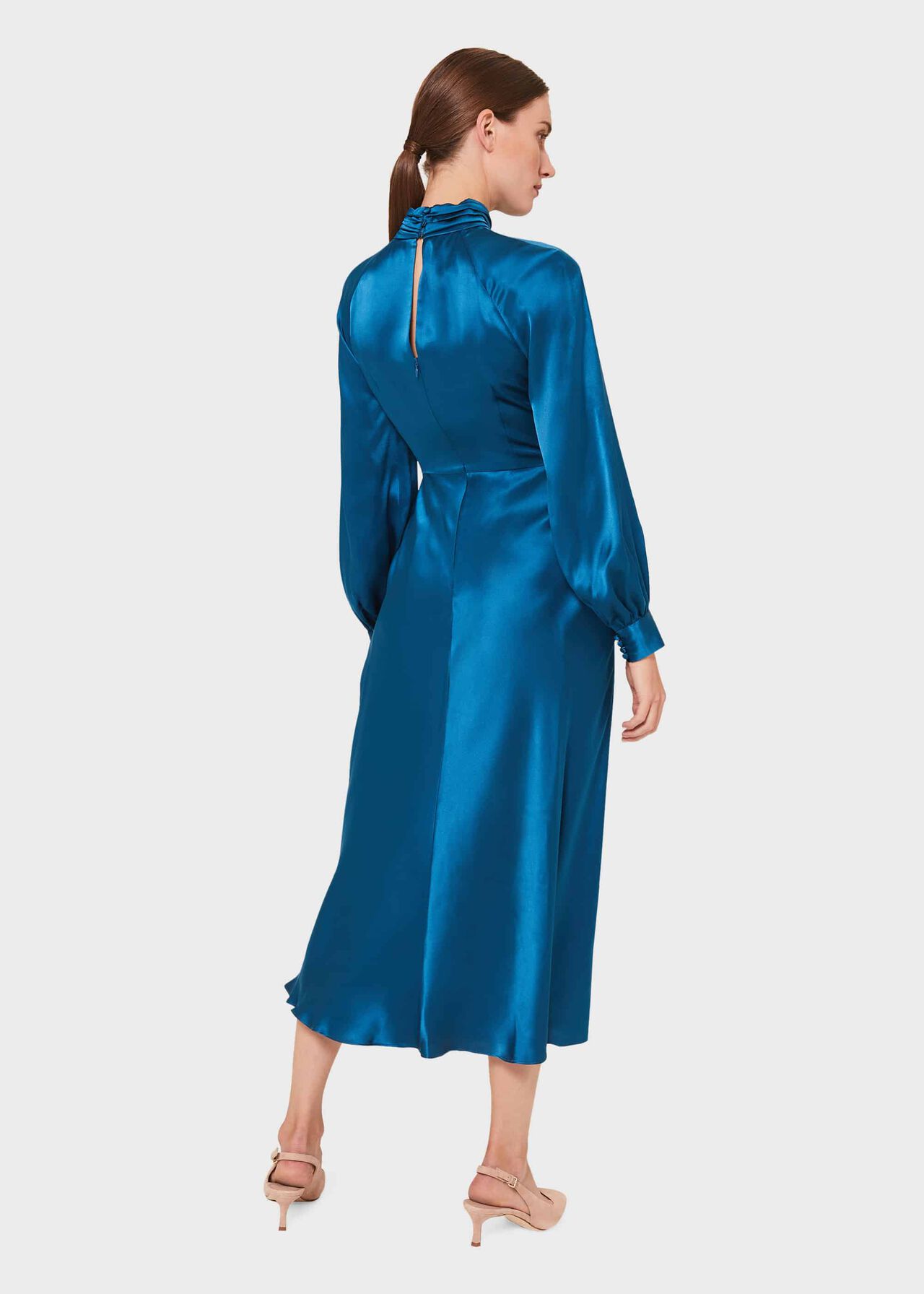 Haisley Silk Dress, Kingfisher Blue, hi-res
