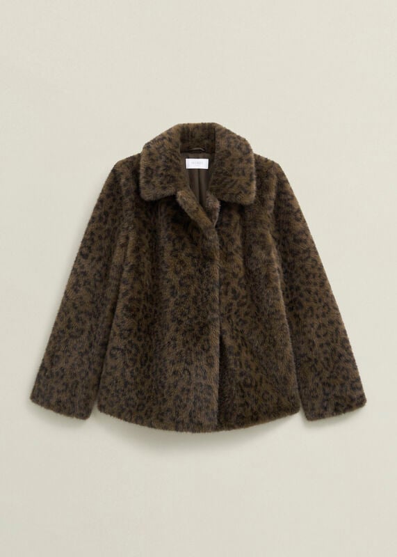 Dania Leopard Faux Fur Coat