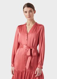 Esther Satin Shirt Dress, Pink, hi-res