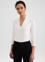 Aimee Double Fronted Top, Ivory, hi-res