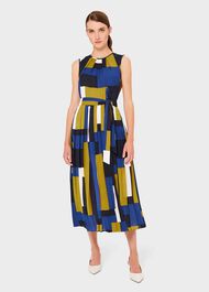 Alba Colourblock Midi Dress, Blue Multi, hi-res