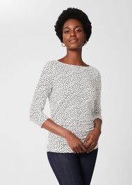 Rebecca Ruched Top, Ivory Navy, hi-res