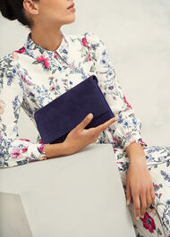 Renata Suede Clutch Bag, Midnight, hi-res
