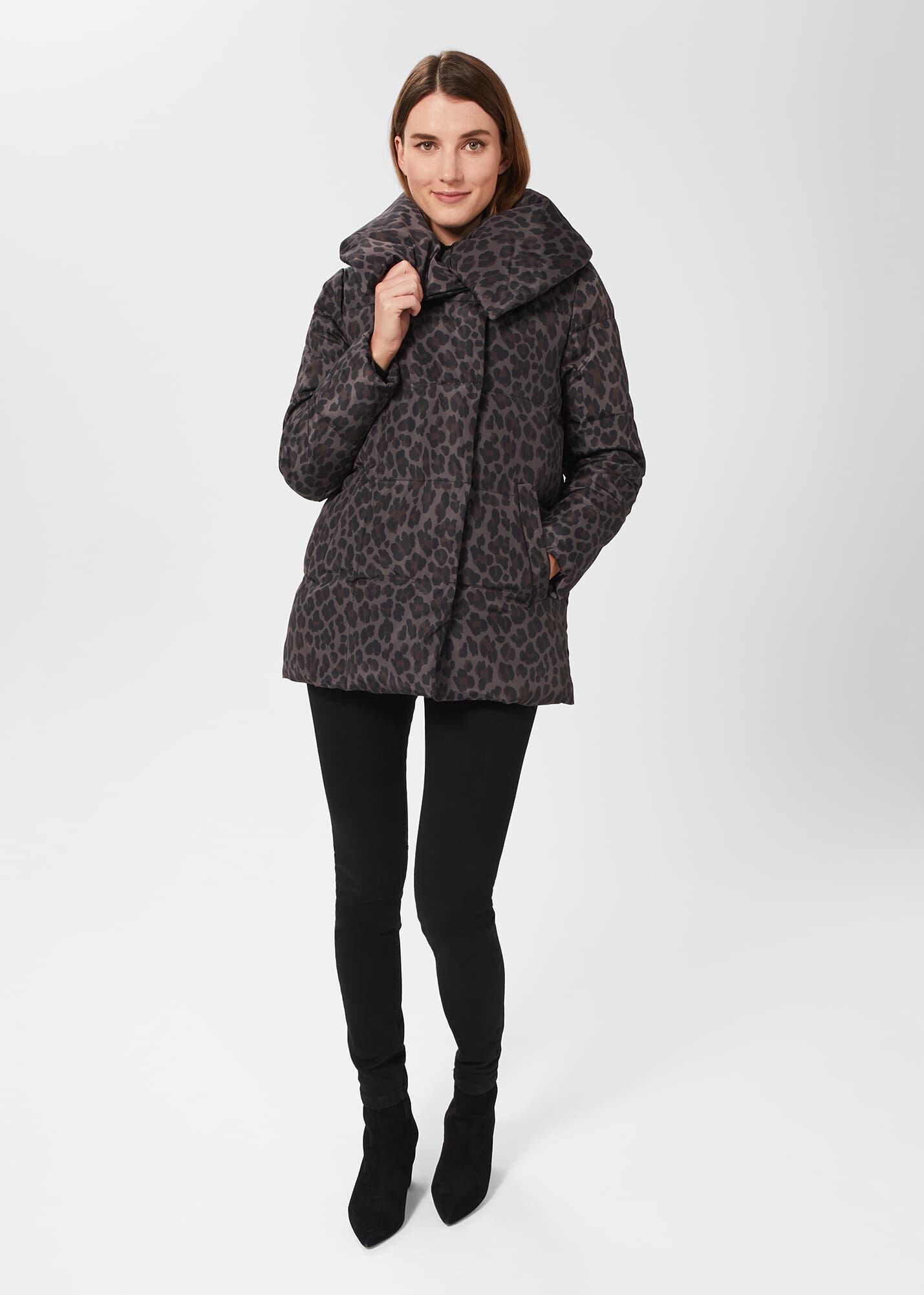 Animal print puffer hot sale
