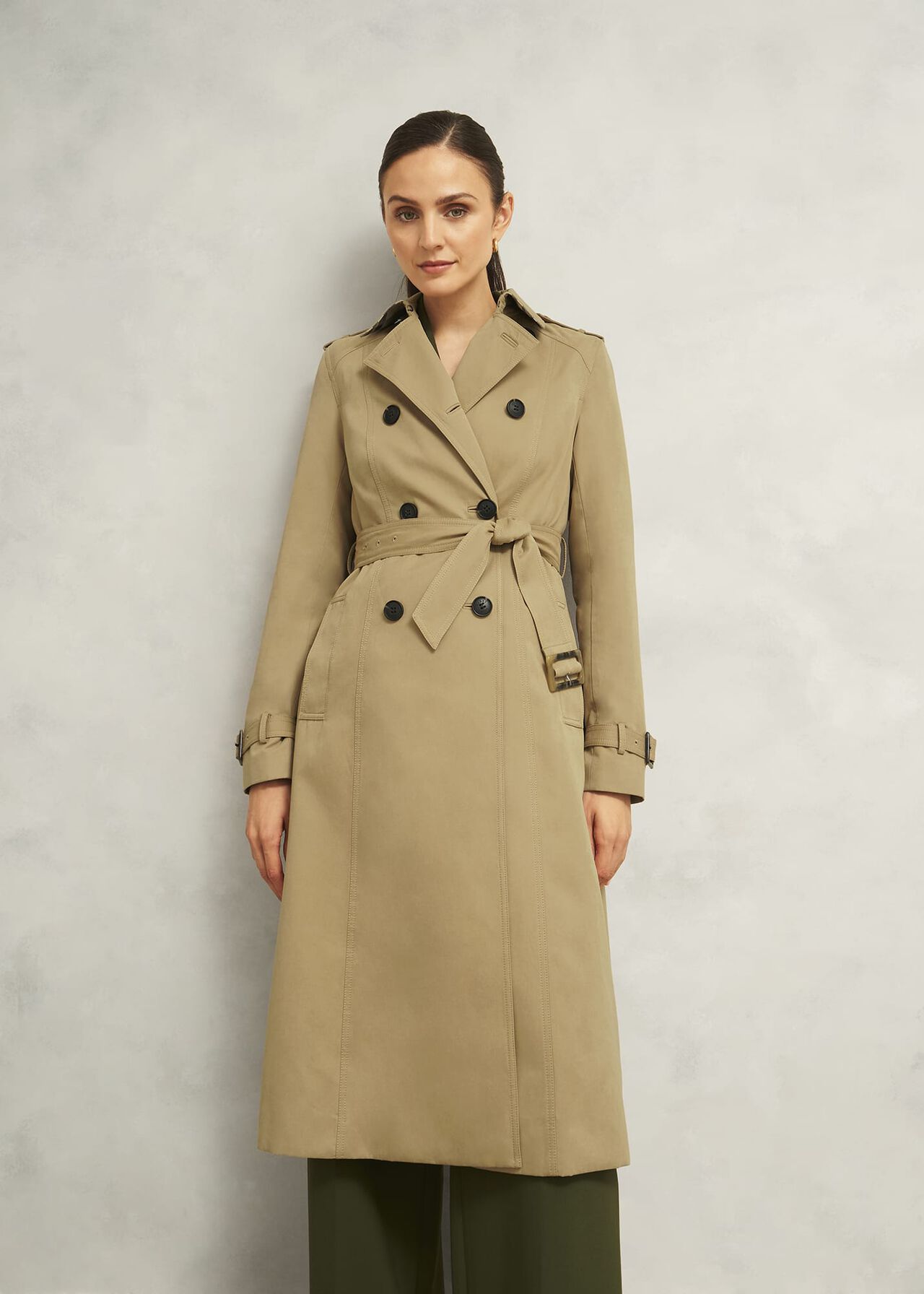 Aria Shower Resistant Trench Coat, Fawn Beige, hi-res
