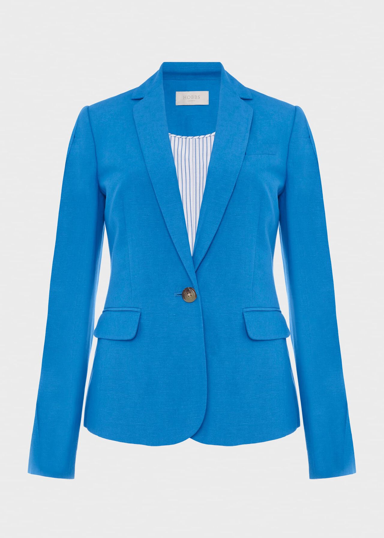 Blake Silk Linen Jacket , Azure Blue, hi-res