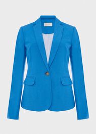 Blake Silk Linen Jacket , Azure Blue, hi-res