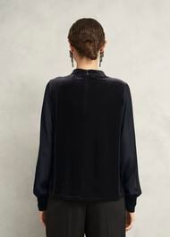 Lorelai High Neck Sheer Sleeve Top, Black, hi-res